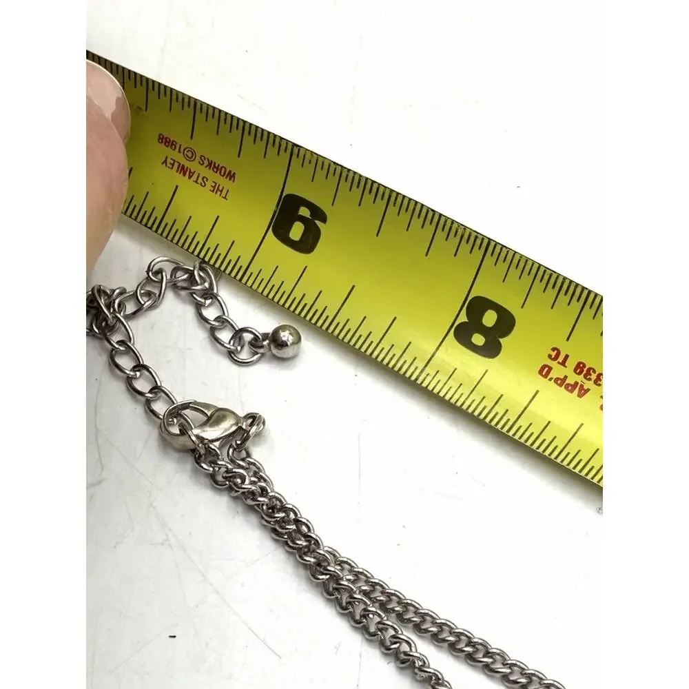 Vintage Braided Rope Chain Statement Necklace Silver Tone Boho 16 Inch